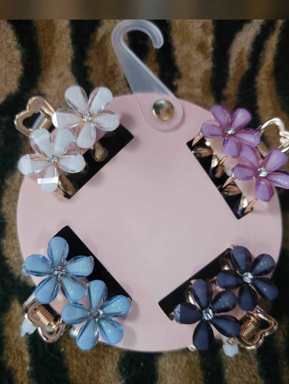 Hair Clips Women W Flowers Crytal Accents New